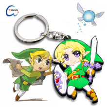 Porte-clés en cuir pvc Zelda de bande dessinée japonaise, porte-clés en caoutchouc pvc
